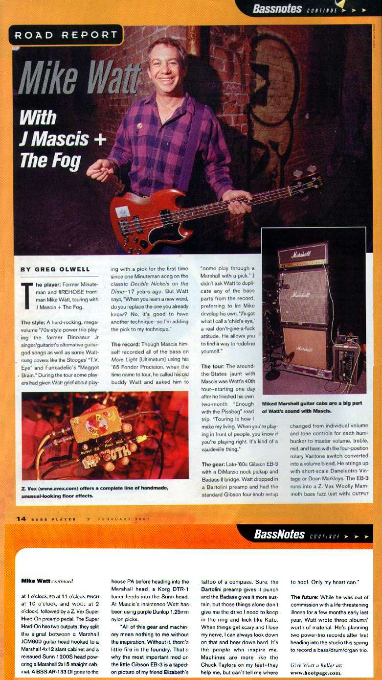 road report article from bass player magazine - feb 2001