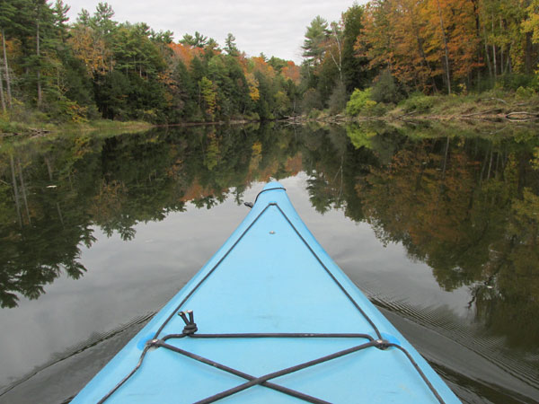 shot from the kayak mike watt paddled in on the otter river in middlebury, vt on october 11, 2014