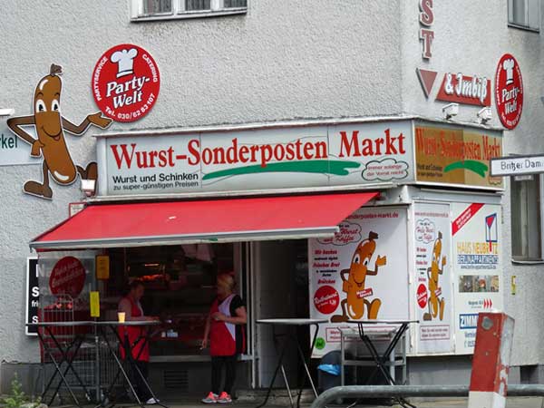wurst shop across the street from 'avci' chow pad in berlin, germany on august 19, 2019