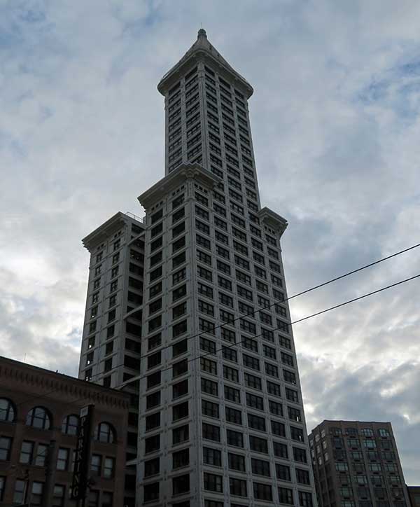'the smith building' from pioneer square in seattle, wa on september 12, 2023