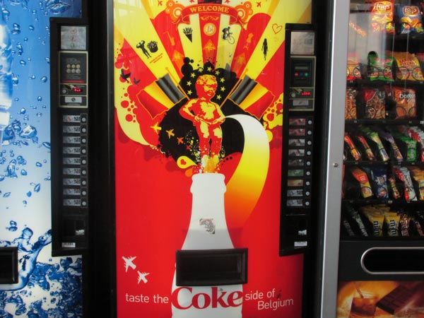 coke machine at the brussels airport on august 4, 2013