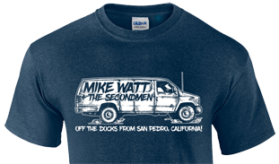 mike watt + the secondmen tshirt from bifocal media, drawn by jer warren