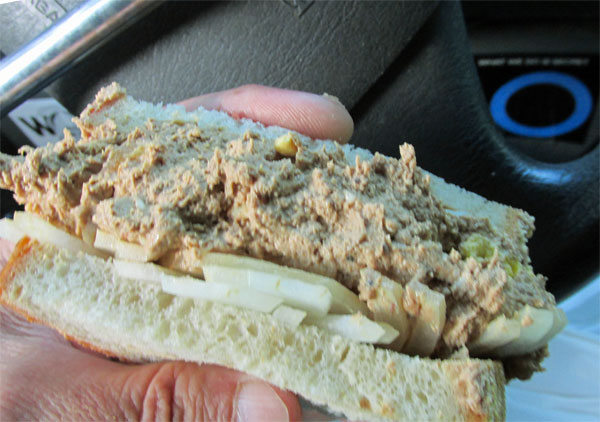chopped liver sandwich from katz's watt chowed in new york city on october 16, 2014