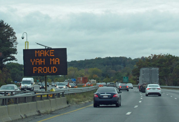 driving west on the mass pike in massachuestts on october 13, 2014