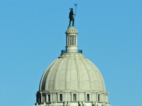 the top of the capitol building in oklahoma city, ok on october 30, 2014