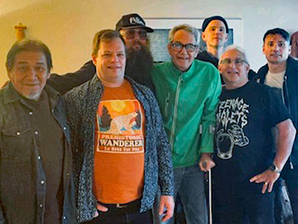 joe baiza, shane krause, mihkel kaup, mike watt, chris corsano, don chessa + nevada brown (l to r) in victoria, bc, canada on oct 25, 2024 photo by judy