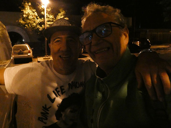 chris petersen + mike watt (l to r) not too faraway from 'method machine lab' in ojai, ca on oct 31, 2024