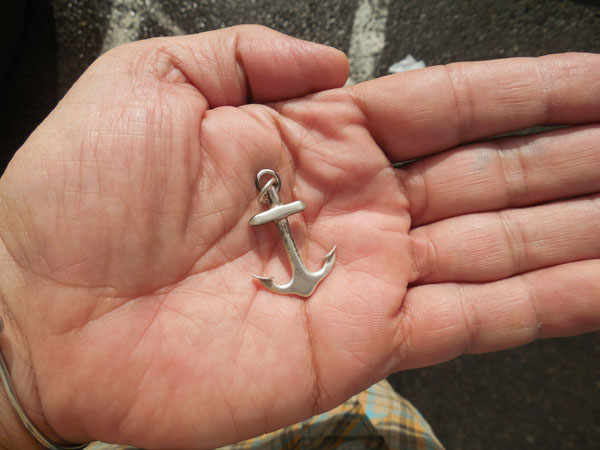 watt's anchor after necklace chain broke in exeter, england on september 12, 2015