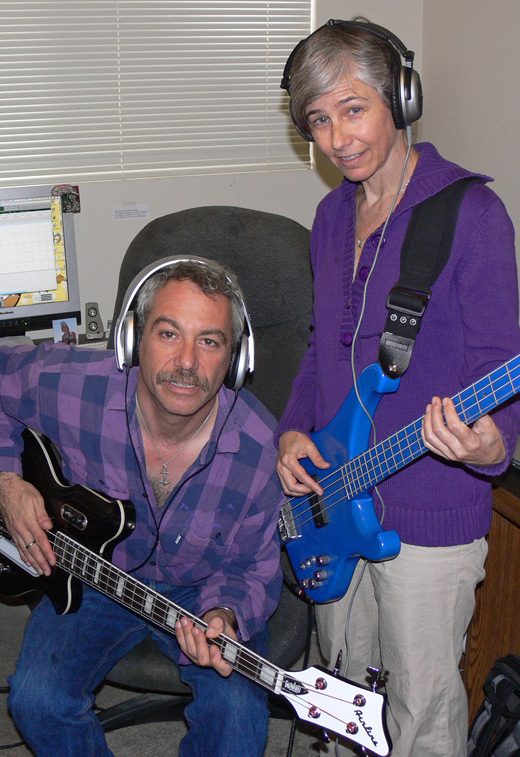 mike watt + kira (l to r) of dos at studio thunderpants in san pedro, ca on cinco de mayo, 2008