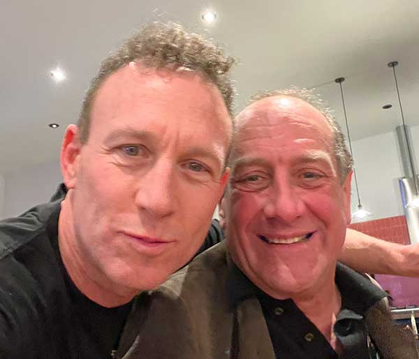 stephen perkins' photo of himself (l) + willie waldman (r) backstage at the 'salt shed' in chicago, il on february 26, 2024