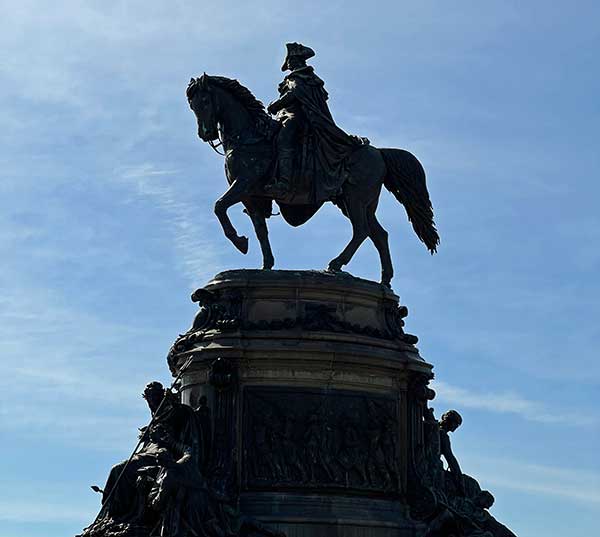 stephen perkins' photo of a monument to george washington in philadelphia, pa on march 1, 2024