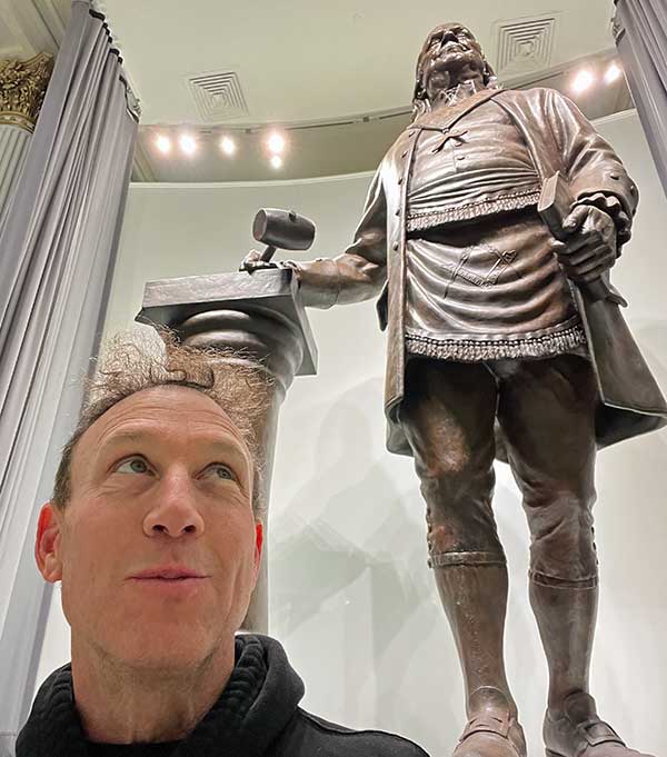 stephen perkins' photo of himself inside the masonic library and museum of pennsylvania in philadelphia, pa on march 2, 2024