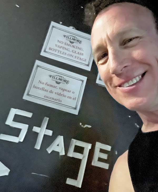 stephen perkins' photo of himself backstage at the 'fillmore silver sprijg' in silver spring, md on march 3, 2024