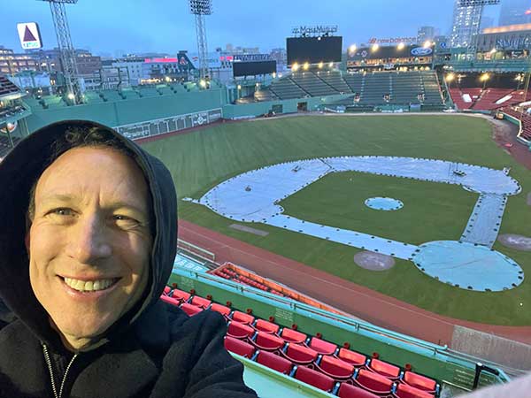stephen perkins' photo of himself in the organ boof at fenway park in boston, ma on march 5, 2024