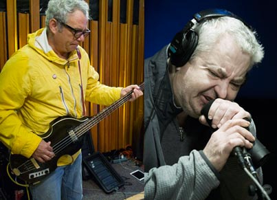 mike watt + daniel johnston (l to r) at kcrw in santa monica on november 2, 2017