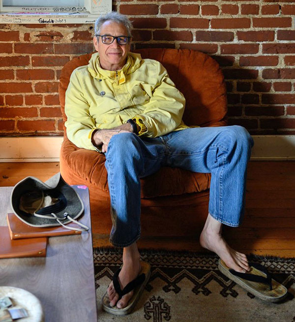 mike watt backstage at the lodge room in highland park, ca on june 22, 2023 - photo by stevo rood