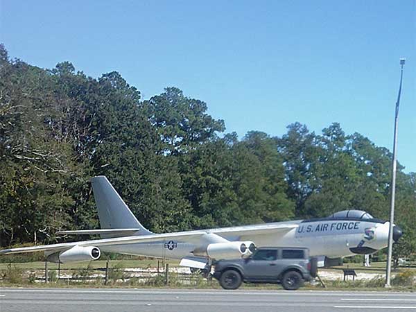 b-47 bomber on display off of I-95 in georgia on october 21, 2023