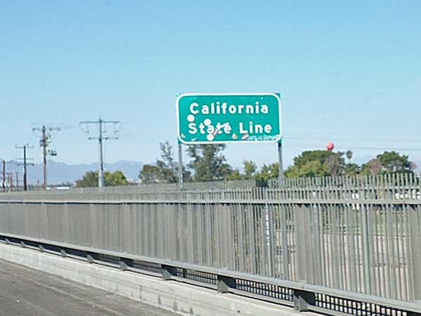 crossing into california from arizona on the I-10 on november 4, 2023