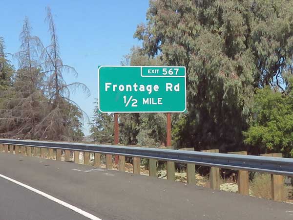 sign for 'french road' (frontage road) on I-5 in nor cal on september 9, 2023