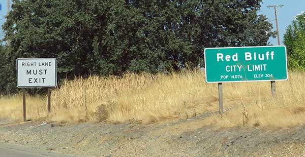 sign for red bluff, ca on september 9, 2023