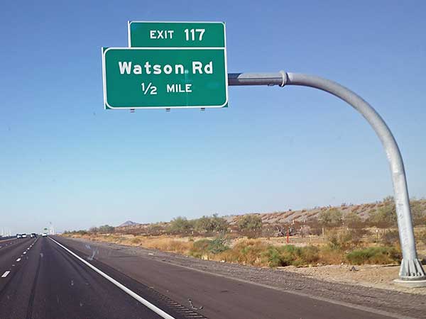 sign for watson road off of I-10 on november 4, 2023