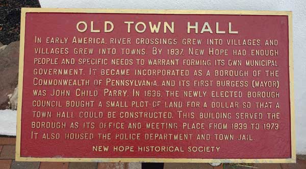 historical marker in new hope, pa