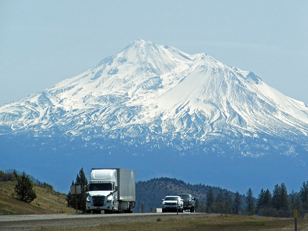 mount shasta after crossing into california from oregon