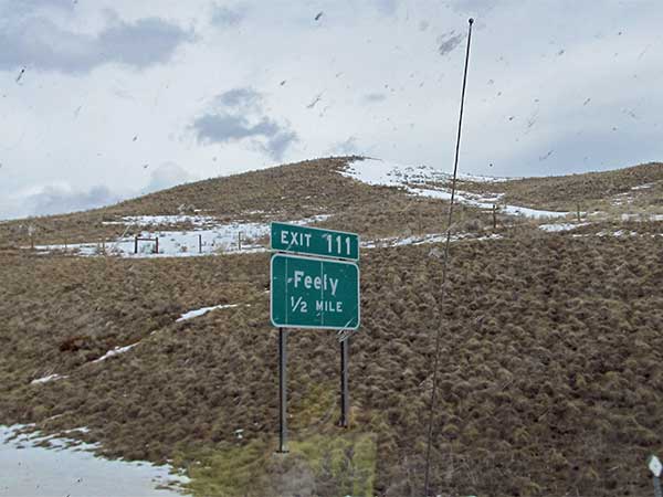 sign for feely, mt off I-15t
