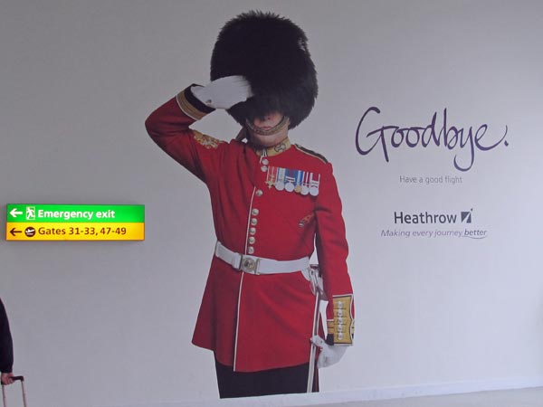 leaving england via heathrow london airport