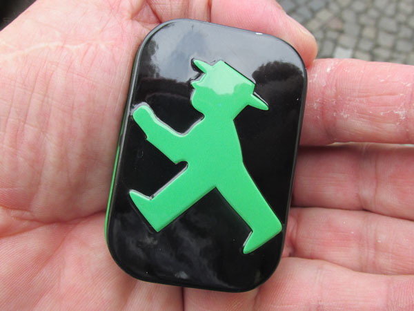 tin of mints w/ampelmannchen embossed on it in berlin, germany on august 7, 2013