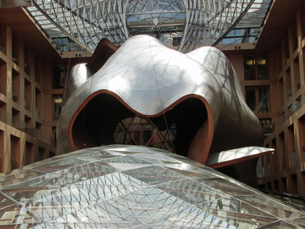 frank gehry whale piece in dz bank in berlin, germany on august 5, 2013