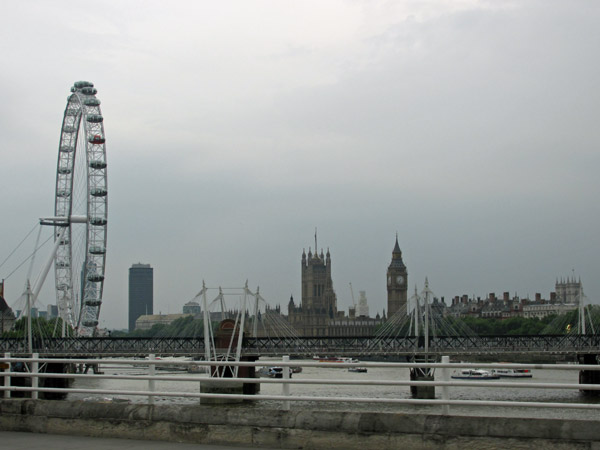 looking west from the waterloo bridge in london - june 19, 2013