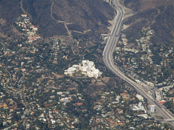 the getty center from the air in so cal on october 29, 2015