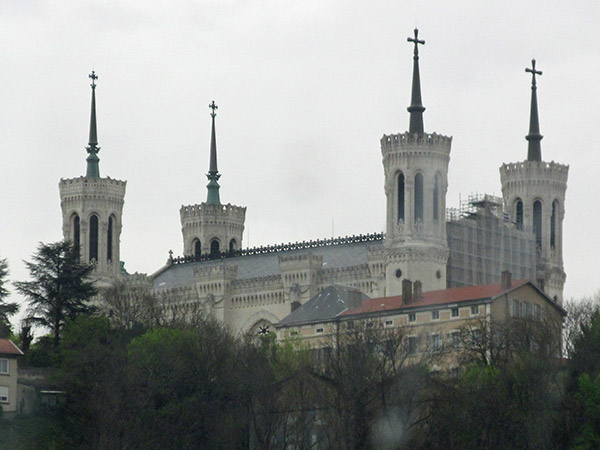 basilica of notre-dame de fourviere in lyon, france on april 3, 2014