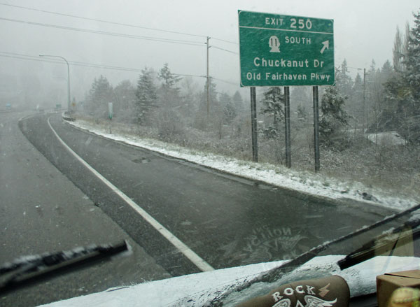 driving south on the I-5 from bellingham to olympia, wa on february 27, 2017