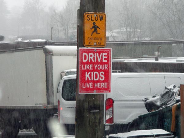 driving through neighborhoods cuz the interstate is closed through seattle, wa on february 27, 2017