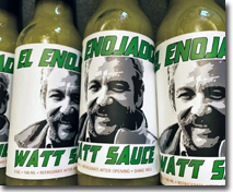 bottles of 'watt sauce' from 'el enojado'