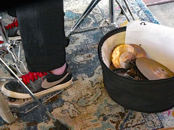 johnny herndon's hihat foot and drum case full of chingaderas at the 'art bop brew co' on sep 25, 2026